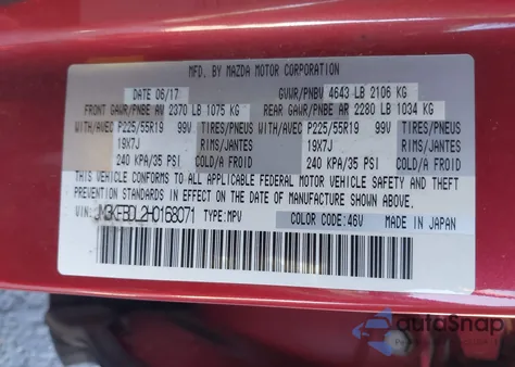 2017 Mazda Cx-5 Grand Touring z USA, uszkodzony, nr VIN JM3KFBDL2H0168071